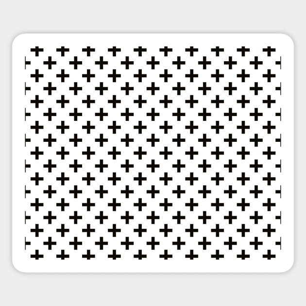 Crosses | Criss Cross | Swiss Cross | Hygge | Scandi | Plus Sign | Black and White | Sticker by Eclectic At Heart